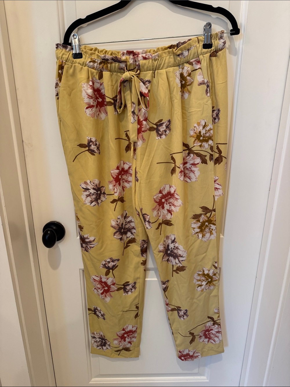 Jules & Leopold Yellow Floral Elastic Waist Pants